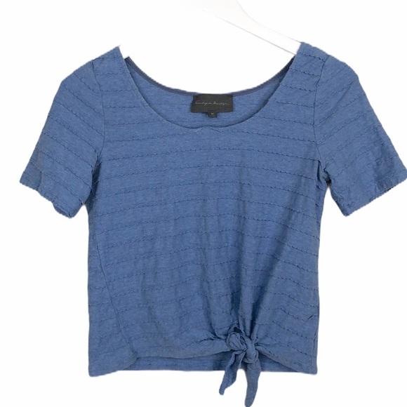 Anthropologie scallop edge front tie T-Shirt top SZ XS - Picture 1 of 5